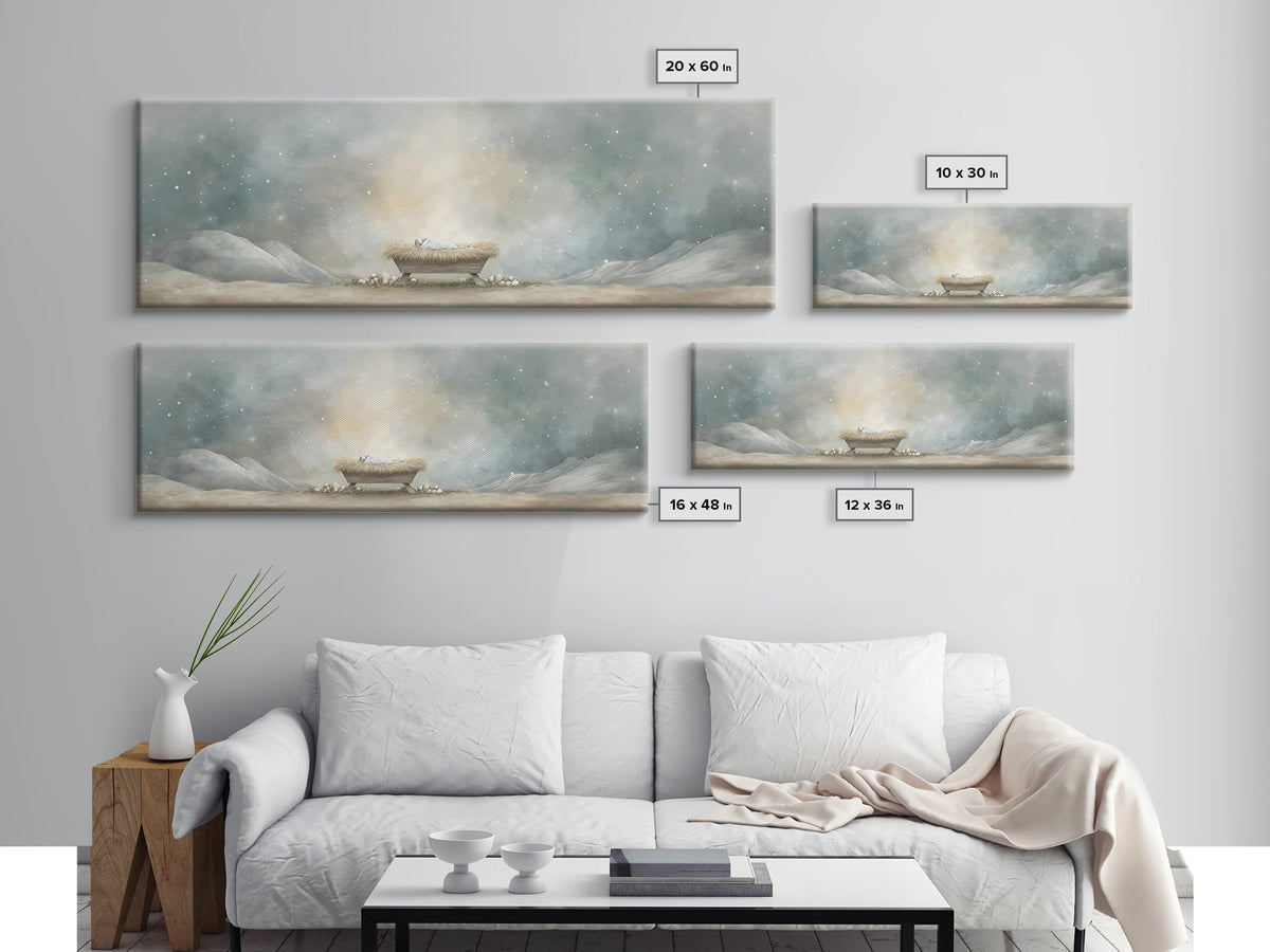 Holy Night Peace | Framed Canvas Print | Christian Art Canvas | Christmas Wall Art | Christian Art | Panoramic Print | Christian Christmas
