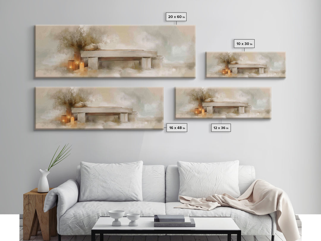 Candlelit Nativity Calm, Framed Canvas Print, Christian Wall Art, Christian Christmas, Christmas Art Prints, Panoramic Art, Christian Art C