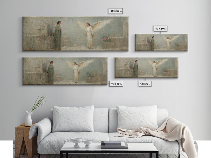 Sacred Annunciation Quiet | Framed Canvas Print | Christian Wall Art | Christian Art Canvas | Panoramic Art | Christmas Art | Christian Pai
