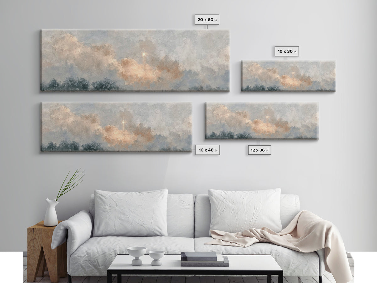 Guiding Dawn Star, Framed Canvas Print, Christian Wall Art, Panoramic Art, Jesus Painting, Christmas Art, Christian Art Canvas