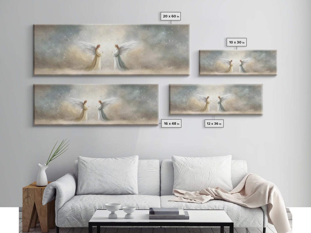 Wings Of Serenity – Framed Canvas Print – Christian Art – Christian Painting – Panoramic Frame – Christmas Art – Christian Christmas – Chri
