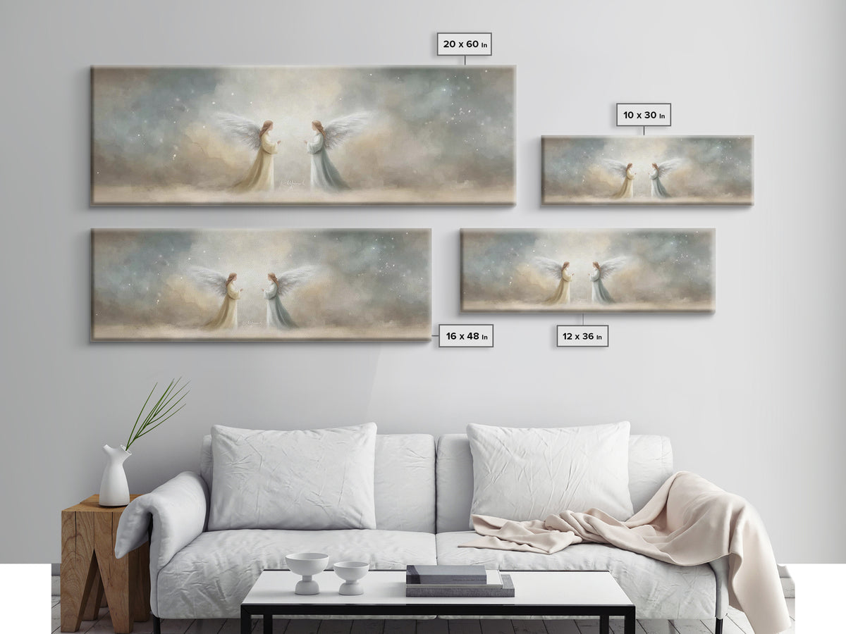 Wings Of Serenity – Framed Canvas Print – Christian Art – Christian Painting – Panoramic Frame – Christmas Art – Christian Christmas – Chri