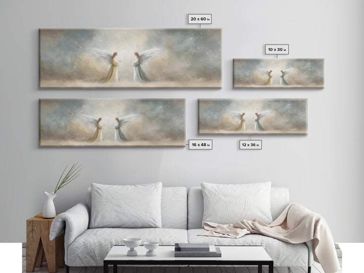 Wings Of Serenity – Framed Canvas Print – Christian Art – Christian Painting – Panoramic Frame – Christmas Art – Christian Christmas – Chri