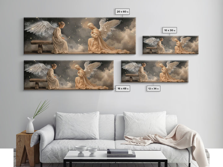Heavenly Night Reverence | Framed Canvas Print | Panoramic Painting | Christian Wall Art | Christian Art | Christian Art Canvas | Jesus Pai