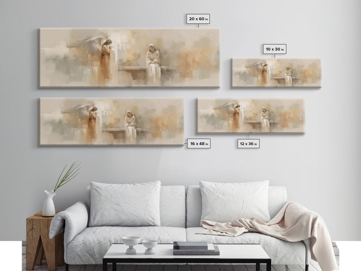 Radiant Holy Meeting – Framed Canvas Print – Panoramic Print – Christian Art Canvas – Christian Art – Christian Painting – Christmas Art –