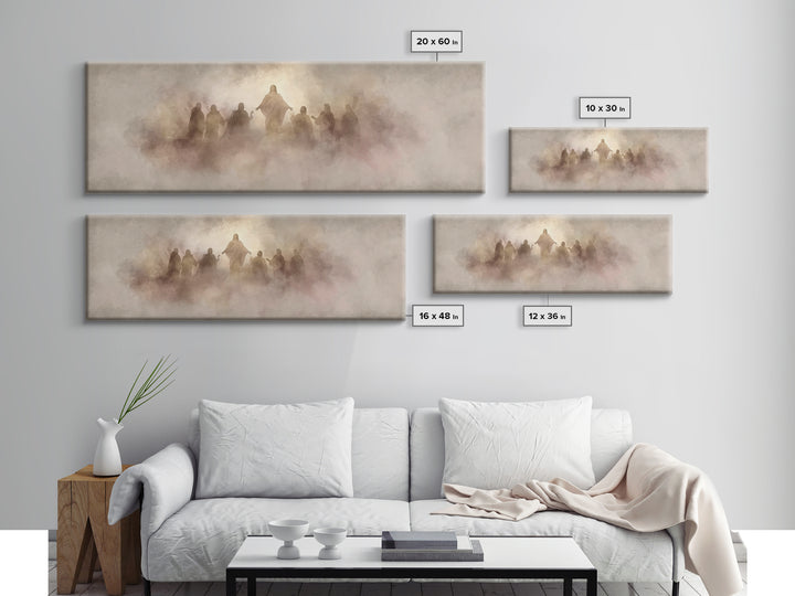 Risen Light Gathering, Framed Canvas Print, Panoramic Frame, Christian Art, Christian Art Canvas, Jesus Painting, Christian Painting, Chris