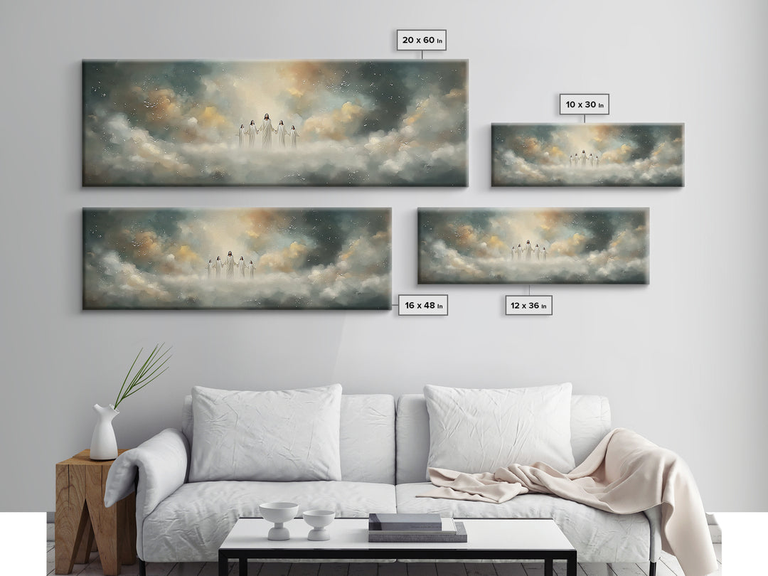Heavenly Ascent, Framed Canvas Print, Christian Art Canvas, Jesus Painting, Panoramic Wall Art, Christian Christmas Art, Modern Christian A