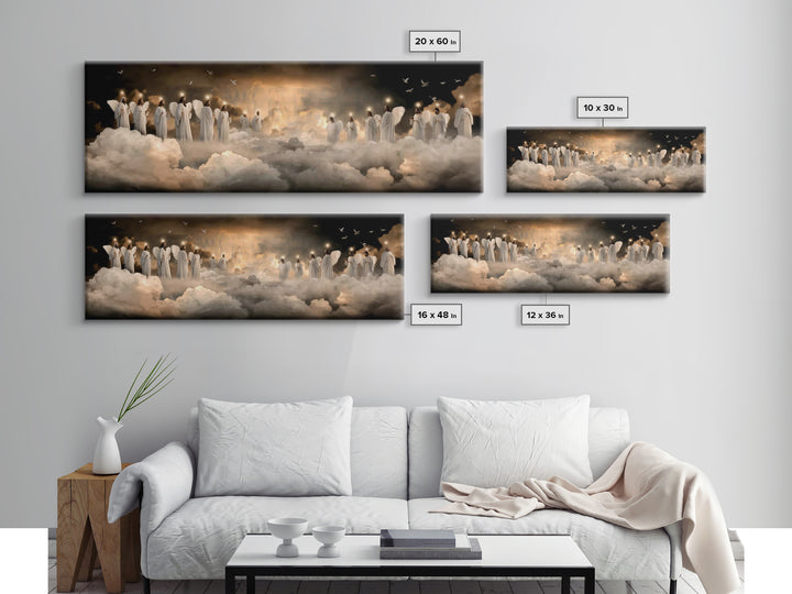 Angels Of Peace – Framed Canvas Print – Christian Art Work – Jesus Painting – Panoramic Frame – Christian Wall Art – Christmas Art Framed