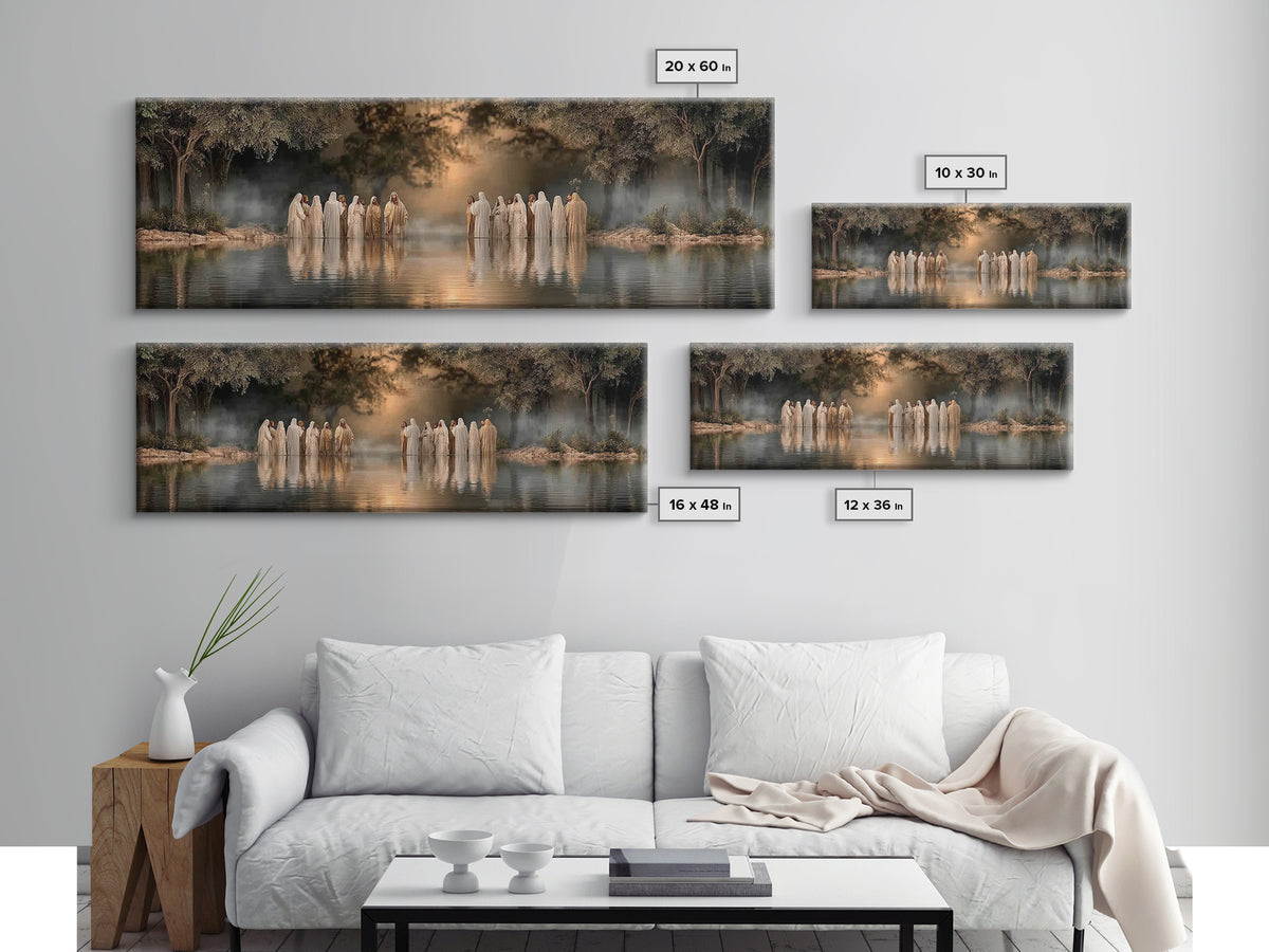 Waters Of Grace | Framed Canvas Print | Christian Art Canvas | Jesus Painting | Panoramic Art | Large Christian Painting | Christmas Wall A