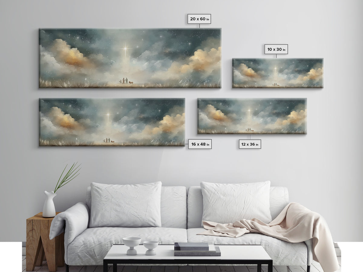 Star Of Messiah | Framed Canvas Print | Christian Christmas Art | Panoramic Painting | Christian Art Canvas | Jesus Painting | Christian Wa