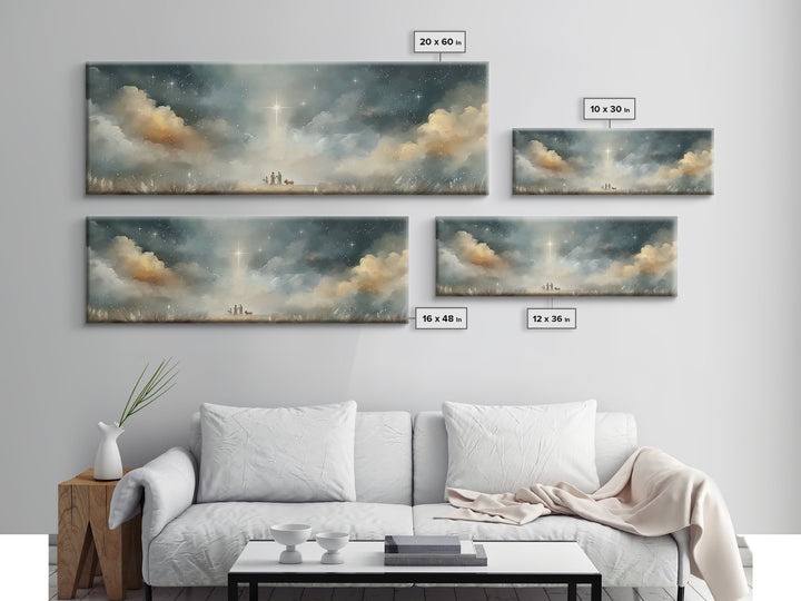 Star Of Messiah | Framed Canvas Print | Christian Christmas Art | Panoramic Painting | Christian Art Canvas | Jesus Painting | Christian Wa