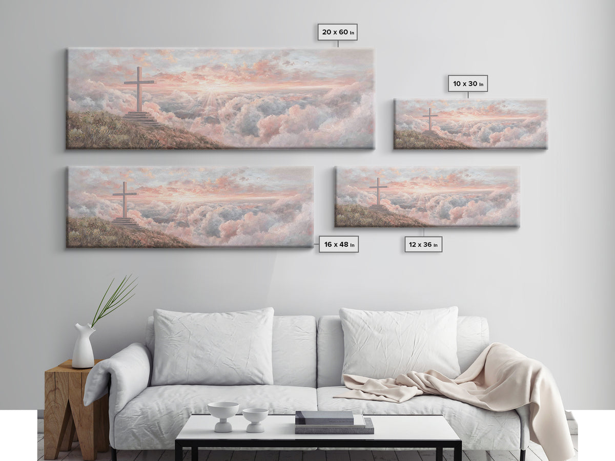 Cloudrise Redemption – Framed Canvas Print – Christian Wall Art – Christian Art Canvas – Panoramic Art – Christian Gift