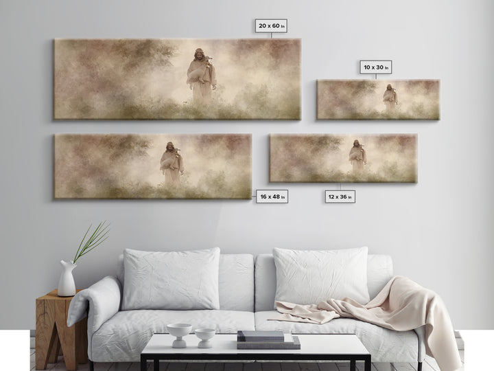 Cross Horizon Storm | Framed Canvas Print | Christian Wall Art | Christian Art Canvas | Panoramic Wall Art | Christian Gift