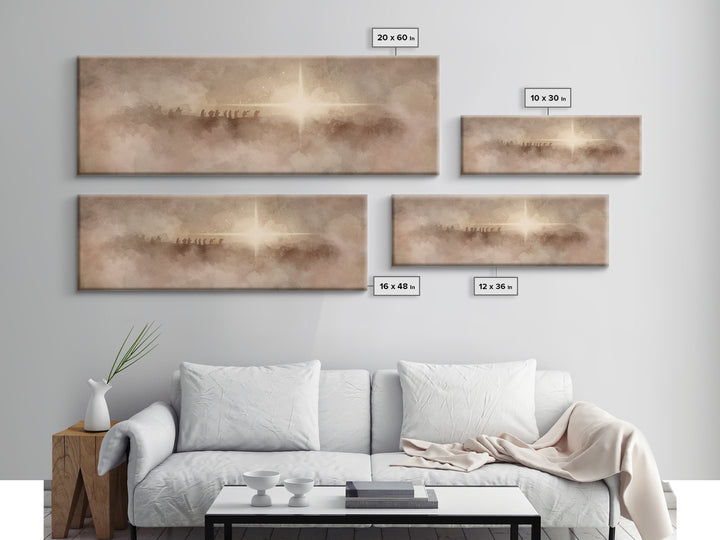 Heavenly Night Star, Framed Canvas Print, Christian Art, Panoramic Art, Christmas Wall Art, Christian Art Canvas, Jesus Painting, Christian