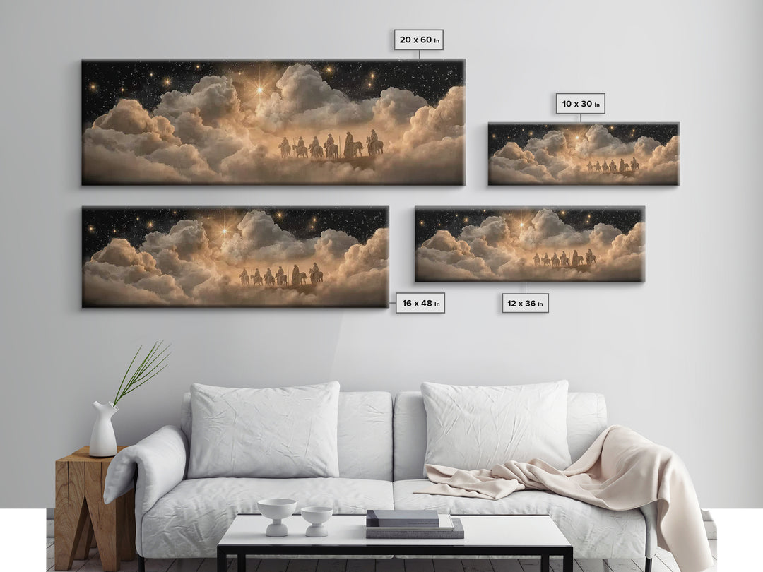 Wandering Kings Star - Framed Canvas Print - Christian Christmas Art - Panoramic Frame - Christian Art Canvas - Jesus Painting - Christmas