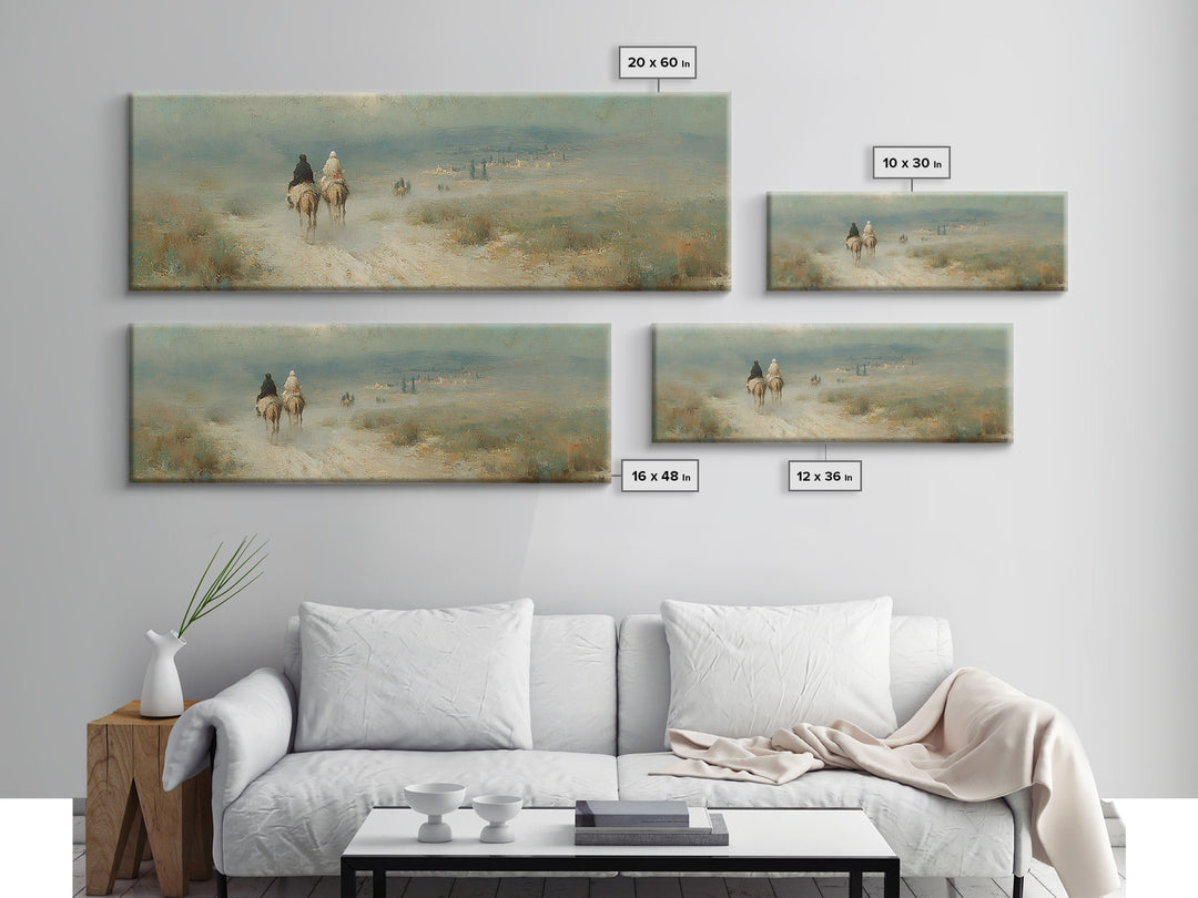 Pilgrims In Light, Framed Canvas Print, Christian Wall Art, Panoramic Frame, Christmas Art, Christian Decorations, Christian Art Canvas