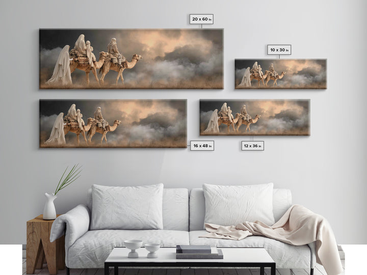 Sacred Caravan – Framed Canvas Print – Christian Wall Art – Panoramic Painting – Christmas Art – Christian Art Work – Christian Christmas A