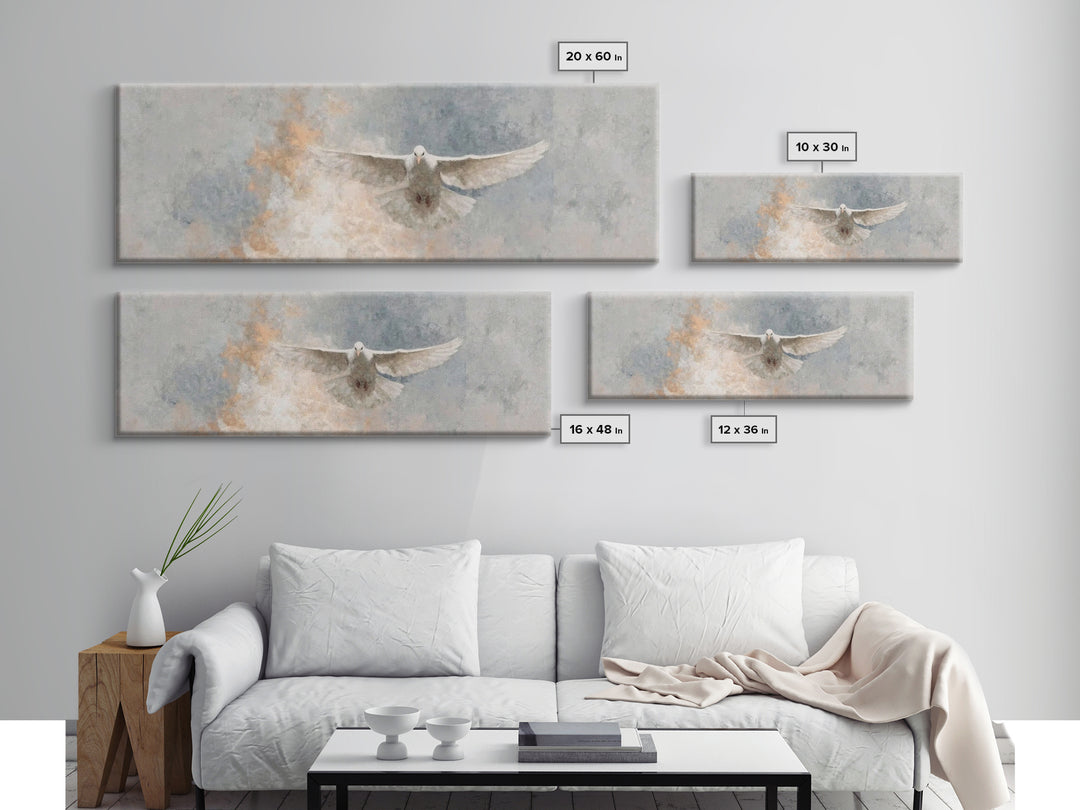 Spirit Of Peace Flight, Framed Canvas Print, Christian Art Canvas, Panoramic Art, Christian Wall Art, Christian Decor, Christmas Art
