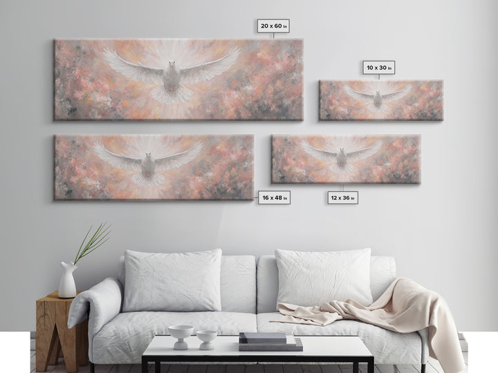 Heavenly Dove Rising | Framed Canvas Print | Christian Art Canvas | Panoramic Painting | Christian Christmas Art | Christian Wall Art