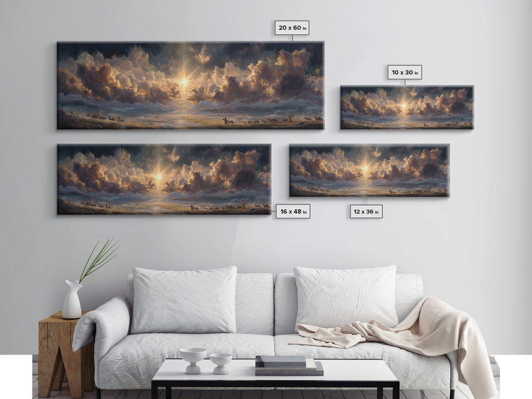 Radiant Bethel Star, Framed Canvas Print, Christian Art Print, Panoramic Print, Christmas Art, Christian Wall Art, Jesus Painting, Christia