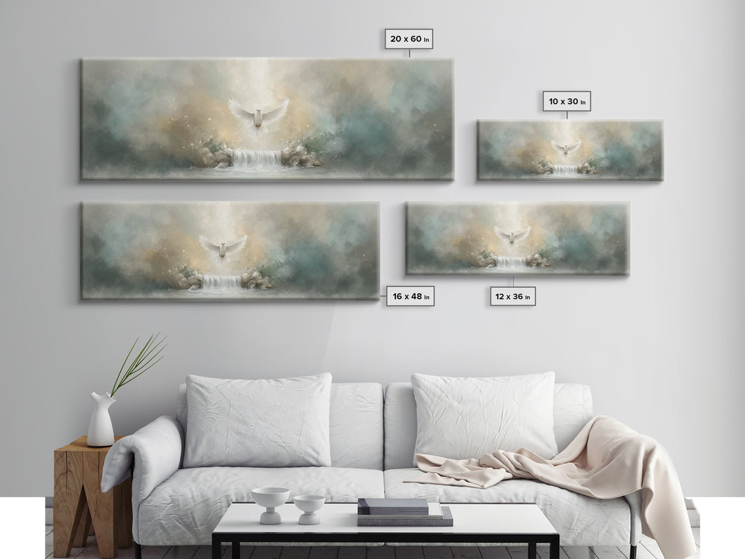 Waterfall Glory Light, Framed Canvas Print, Christian Wall Art, Panoramic Art, Christian Art Canvas, Christian Christmas Art, Christian Dec