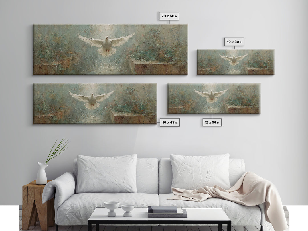 Radiant Spirit Descent, Framed Canvas Print, Christian Wall Art, Panoramic Art, Christian Art Canvas, Christian Painting, Christian Christm
