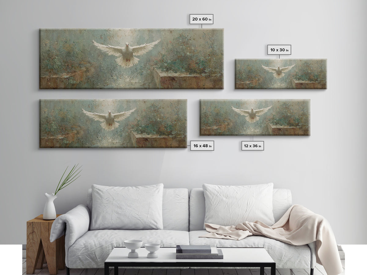 Radiant Spirit Descent, Framed Canvas Print, Christian Wall Art, Panoramic Art, Christian Art Canvas, Christian Painting, Christian Christm