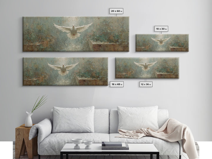 Radiant Spirit Descent, Framed Canvas Print, Christian Wall Art, Panoramic Art, Christian Art Canvas, Christian Painting, Christian Christm