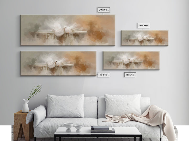 Doves Of Peace – Framed Canvas Print – Christian Art Print – Panoramic Wall Art – Christian Decor – Christmas Art – Christian Gift Ideas