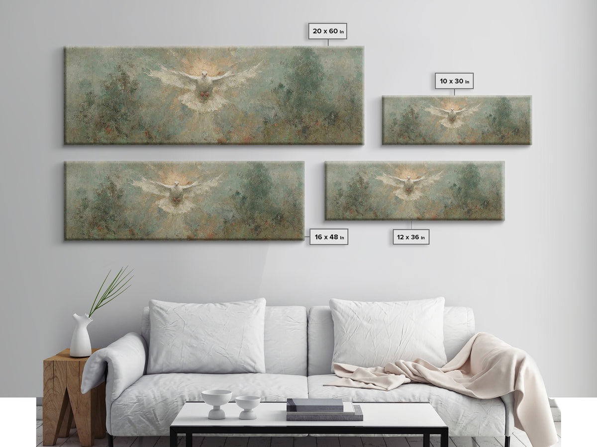 Glory Of The Spirit, Framed Canvas Print, Christian Wall Art, Panoramic Art, Christian Art Canvas, Christian Christmas Art, Christian Paint