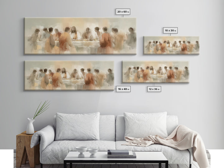 Evening Grace Table | Framed Canvas Print | Jesus Canvas Art | Christian Wall Art | Panoramic Wall Art | Christian Art Print