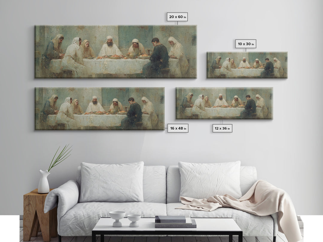 Divine Fellowship Glow – Framed Canvas Print – Christian Painting – Large Christian Art – Panoramic Art – Jesus Canvas Art