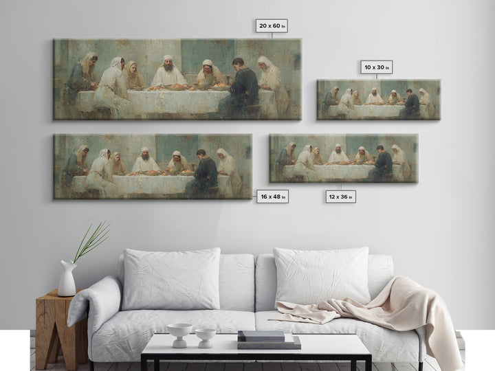 Divine Fellowship Glow – Framed Canvas Print – Christian Painting – Large Christian Art – Panoramic Art – Jesus Canvas Art