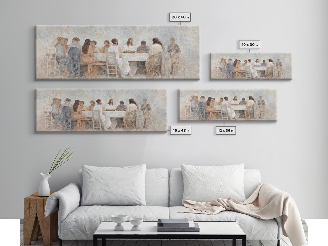 Upper Room Stillness – Framed Canvas Print – Christian Wall Art – Panoramic Wall Art – Jesus Painting – Christian Art Gift