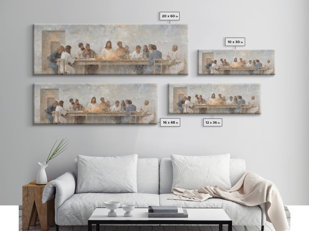 Sacred Table Harmony – Framed Canvas Print – Christian Wall Art – Panoramic Art – Christian Art Canvas – Jesus Painting