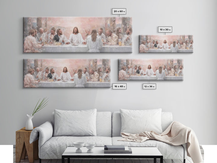 Grace At The Table – Framed Canvas Print – Panoramic Wall Art – Christian Art Canvas – Jesus Painting – Christian Decor