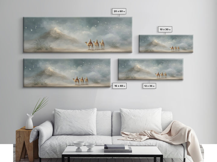 Journey Of Three | Framed Canvas Print | Christian Christmas Art | Panoramic Art | Christian Art Canvas | Christmas Wall Art | Christian Pa