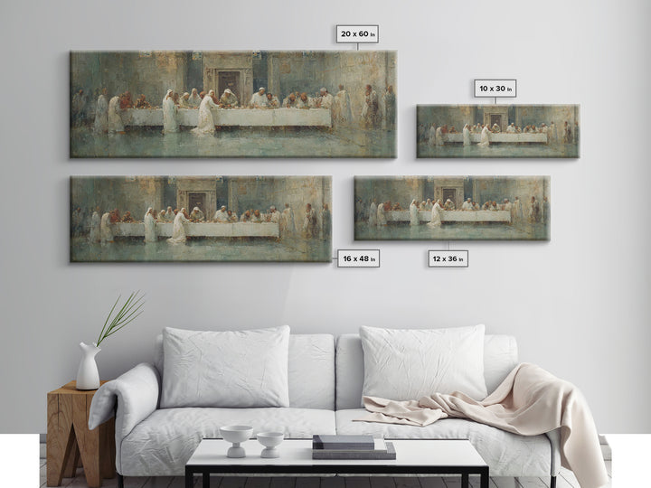 Divine Supper Glory – Framed Canvas Print – Panoramic Art – Christian Art Work – Jesus Painting – Modern Christian Art