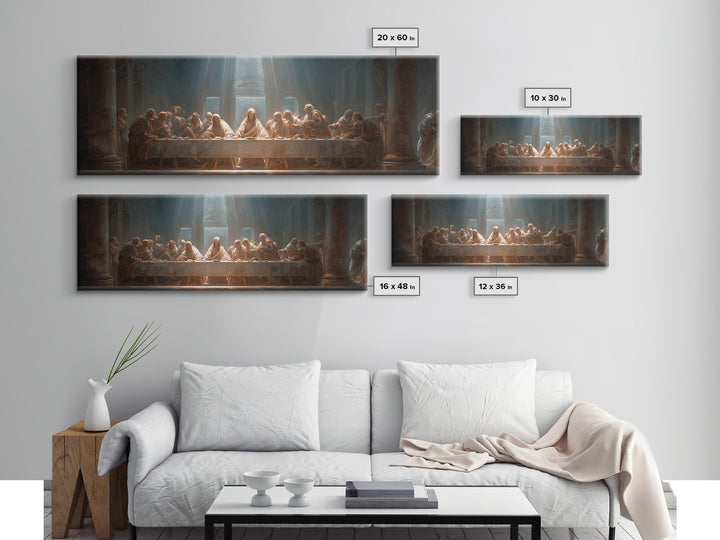 Sacred Last Supper – Framed Canvas Print – Christian Wall Art – Jesus Painting – Panoramic Art – Christian Art Canvas – Christian Decor