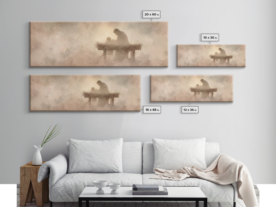 Divine Child Rest | Framed Canvas Print | Christian Wall Art | Panoramic Wall Art | Christian Art Canvas | Christmas Art | Jesus Painting