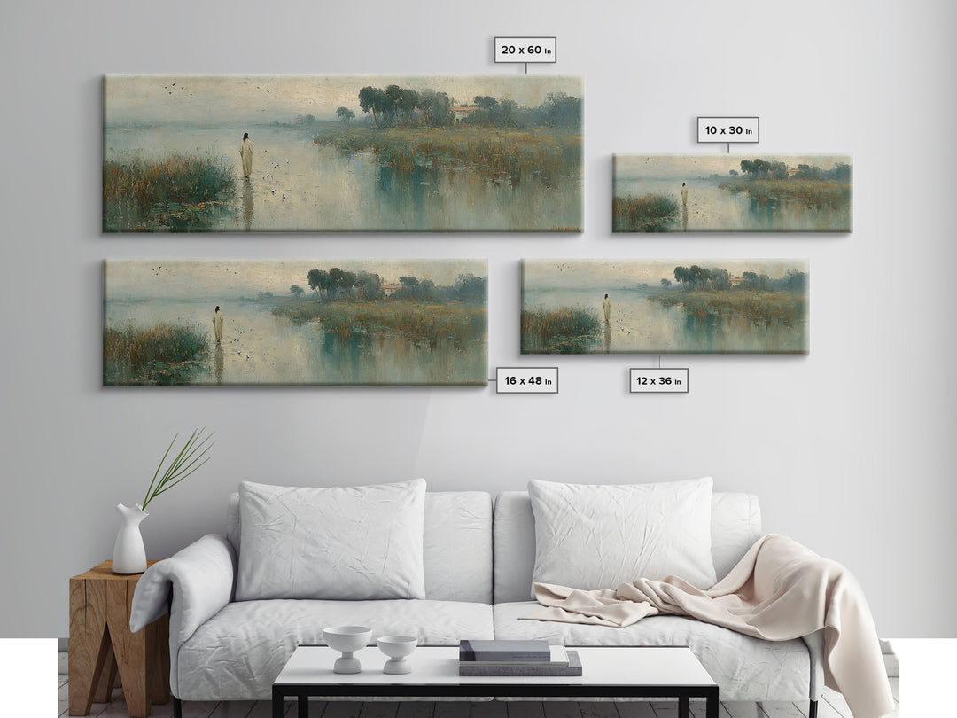 Light Of His Peace, Framed Canvas Print, Panoramic Art, Christian Wall Art, Jesus Painting, Christian Art Canvas, Subtle Christian Art