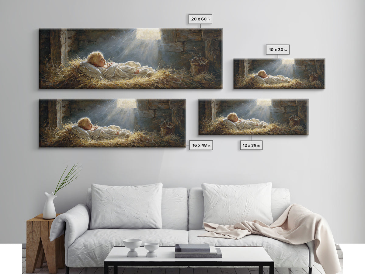 Light Of Bethlehem – Framed Canvas Print – Christian Wall Art – Panoramic Art – Christian Christmas Art – Jesus Painting – Christmas Canvas