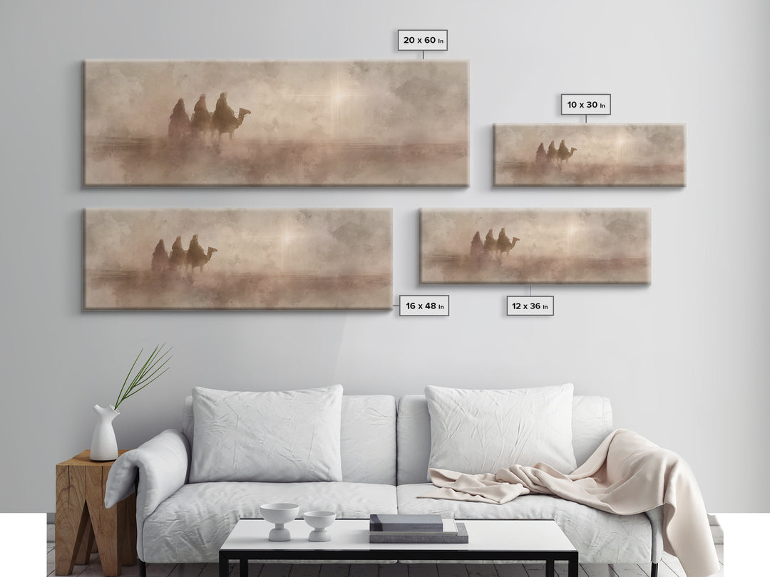 Journey Of Kings, Framed Canvas Print, Christian Art Canvas, Panoramic Wall Art, Christian Christmas Art, Jesus Painting, Christmas Decor