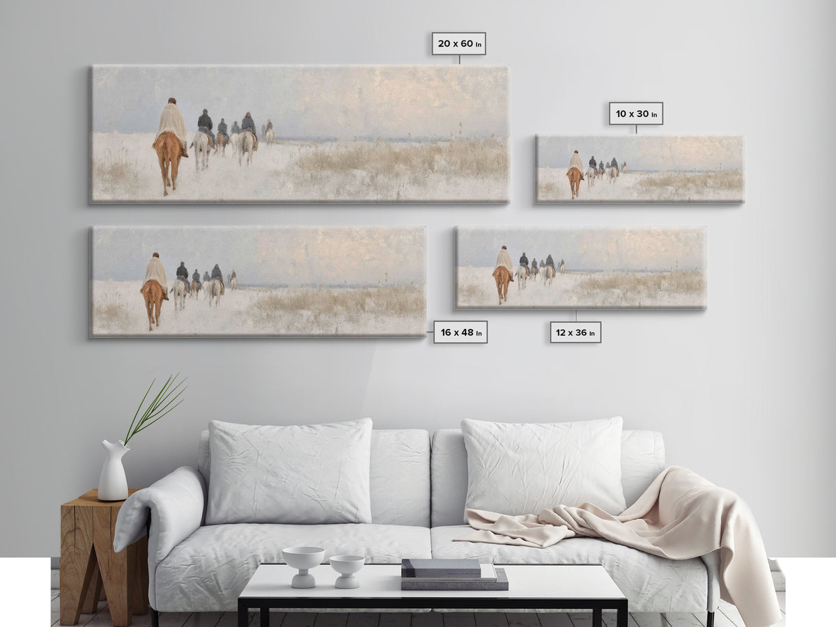 Quiet Winter Pilgrims – Framed Canvas Print – Christian Christmas Art – Panoramic Art – Christian Wall Art – Christian Art Canvas – Christm
