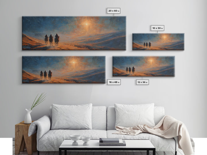 Three Kings Ascent | Framed Canvas Print | Christian Wall Art | Panoramic Art | Christian Art Canvas | Jesus Christmas Art | Christmas Deco