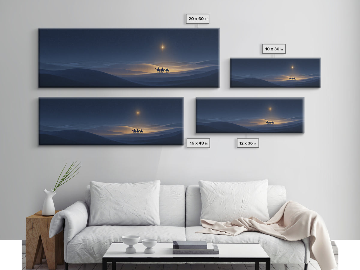 Night Journey | Framed Canvas Print | Christian Wall Art | Panoramic Painting | Christmas Art Prints | Christian Art Canvas | Christian Chr