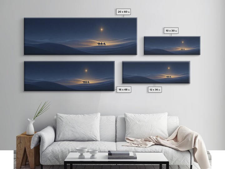 Night Journey | Framed Canvas Print | Christian Wall Art | Panoramic Painting | Christmas Art Prints | Christian Art Canvas | Christian Chr