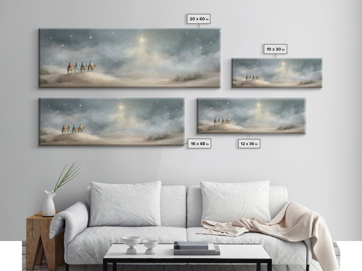 Journey of Light – Framed Canvas Print – Christian Art Canvas – Panoramic Painting – Christmas Wall Art – Christian Christmas Decor – Moder