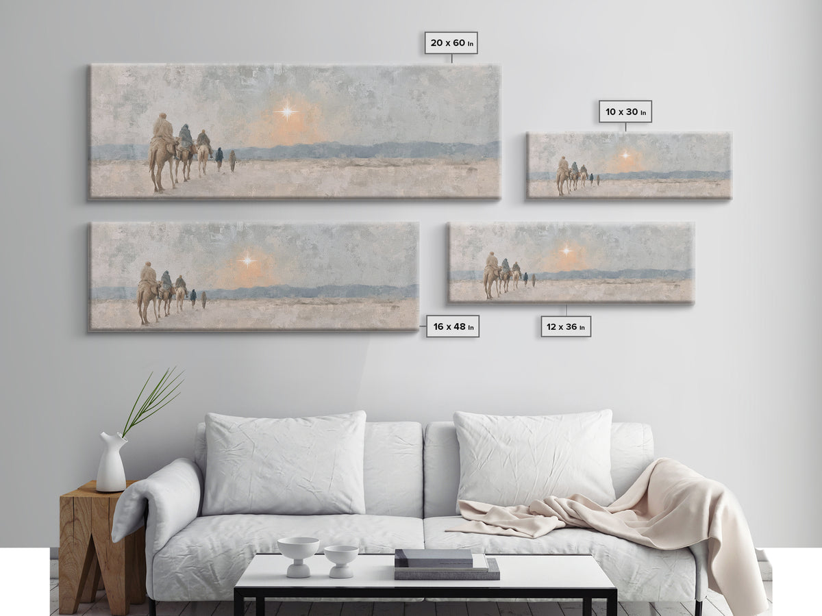Celestial Promise, Framed Canvas Print, Christian Art Canvas, Panoramic Print, Christmas Art, Christian Decor for Home, Christian Christmas
