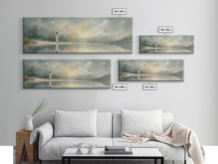 Sacred Stillness | Framed Canvas Print | Panoramic Art | Christian Art Canvas | Jesus Painting | Christian Wall Art | Minimalist Christian